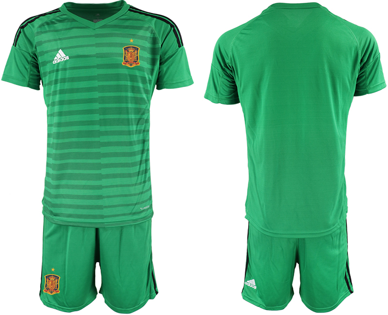 Men 2021 European Cup Spain green goalkeeper Soccer Jersey